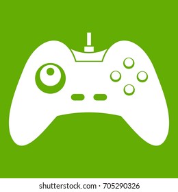 One joystick icon white isolated on green background. Vector illustration