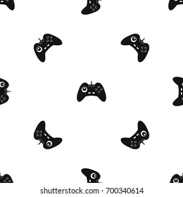 One joystick pattern repeat seamless in black color for any design. Vector geometric illustration