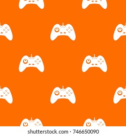 One joystick pattern repeat seamless in orange color for any design. Vector geometric illustration
