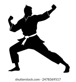 one Karate  silhouette vector illustration