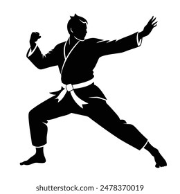  one Karate  silhouette vector illustration