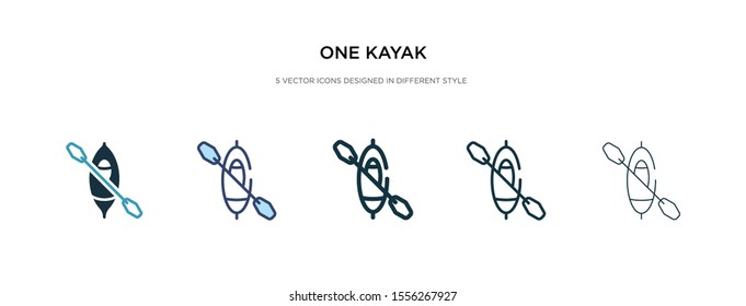 one kayak icon in different style vector illustration. two colored and black one kayak vector icons designed in filled, outline, line and stroke style can be used for web, mobile, ui