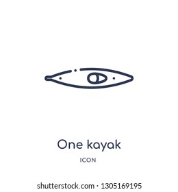 one kayak icon from nautical outline collection. Thin line one kayak icon isolated on white background.
