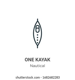 One kayak outline vector icon. Thin line black one kayak icon, flat vector simple element illustration from editable nautical concept isolated stroke on white background