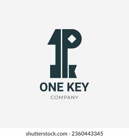 One key. letter 1 and key logo with minimalist concept. business logo idea for company, brand, store and website.