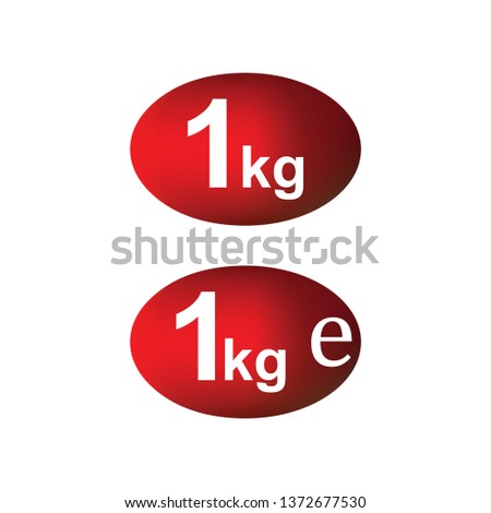 one kilogram weight packaging icon, vector illustration, red on a white background