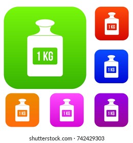 One kilogram weight set icon color in flat style isolated on white. Collection sings vector illustration