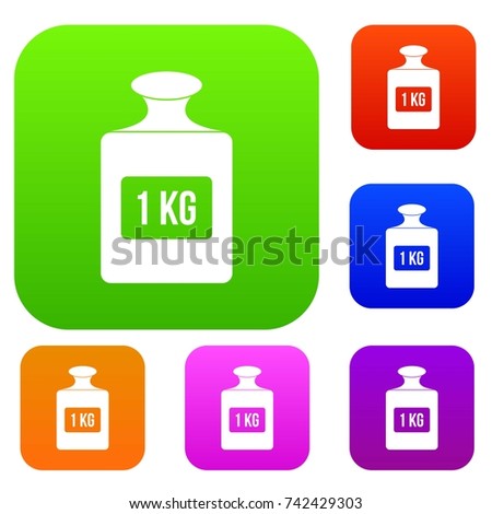 One kilogram weight set icon color in flat style isolated on white. Collection sings vector illustration