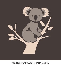 One Koala with Tree vector Illustration