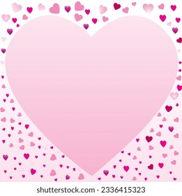 one large pink heart surrounded with many small pink shades of hearts