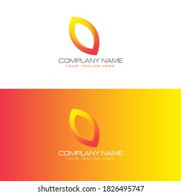 One leaf business logo vector illustration. orange and yellow gradient. 