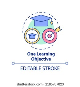 One Learning Objective Concept Icon. Microtraining Aspect Abstract Idea Thin Line Illustration. Student Achievement. Isolated Outline Drawing. Editable Stroke. Arial, Myriad Pro-Bold Fonts Used