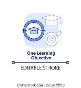 One learning objective light blue concept icon. Microtraining aspect abstract idea thin line illustration. Achievement. Isolated outline drawing. Editable stroke. Arial, Myriad Pro-Bold fonts used