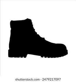 One leather boot silhouette isolated on white background. Leather boot icon vector illustration design.