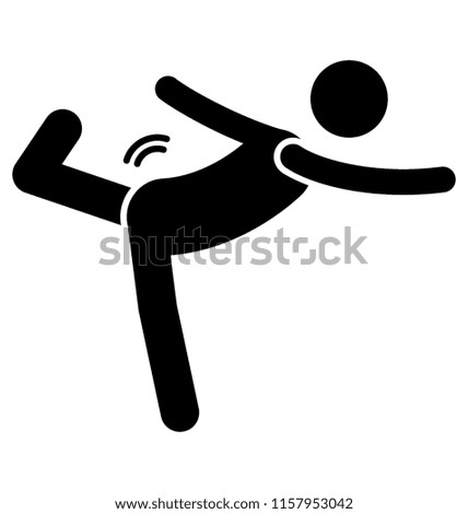 
One leg on ground and body stretched in air referring to natarajasana pose icon 
