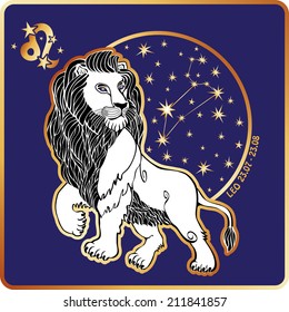 Leo Zodiac Signlion Horoscope Constellationstarsabstract Space Stock ...