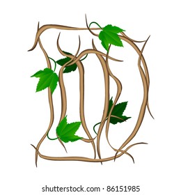 One letter of the alphabet vector tree branches