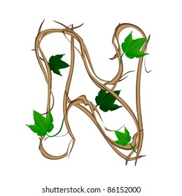One letter of the alphabet vector tree branches