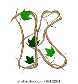 One letter of the alphabet vector tree branches