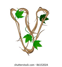 One letter of the alphabet vector tree branches
