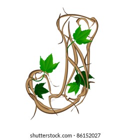 One letter of the alphabet vector tree branches
