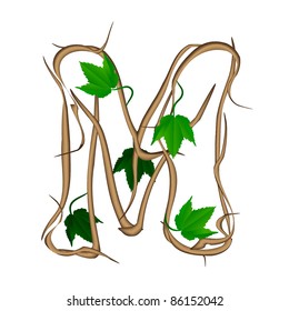 One letter of the alphabet vector tree branches