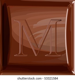 One letter of chocolate alphabet. Fills only. Chocolate chunk and letter are in separate layers. Can be used as seamless pattern (swatch without letter included).