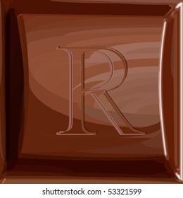 One letter of chocolate alphabet. Fills only. Chocolate chunk and letter are in separate layers. Can be used as seamless pattern (swatch without letter included).
