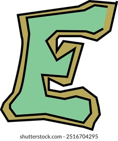 one letter E different color with simple design