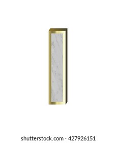 One letter from marble with gold frame alphabet set isolated over white background