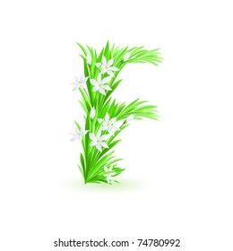 One letter of spring flowers alphabet - F. Illustration on white background