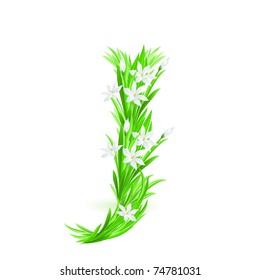 One letter of spring flowers alphabet - J. Illustration on white background