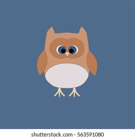 One light owl on blue background.