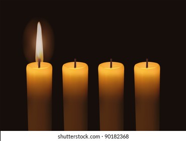 One Lighted Advent Candle
with dark background