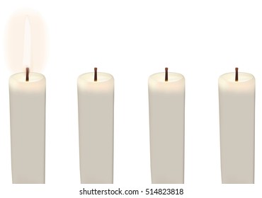 one Lighted Advent Candles
with white background