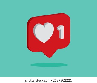 One like social media notification with heart icon