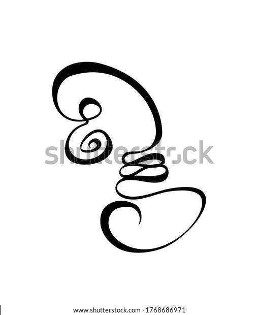 One Line Abstract\
Calligraphy Swirl. Beauty Flourish in Sketch Art Style, Continuous\
Line Draw Calligraphy Swirl, Single Outline Stroke Scratch Vector\
Illustration