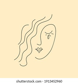 One line abstract drawing of a Woman's face. minimalistic style line art Portrait.