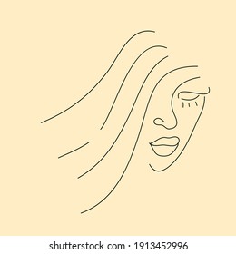 Dibujo abstracto de una línea de la cara de una mujer. arte de línea minimalista Retrato.