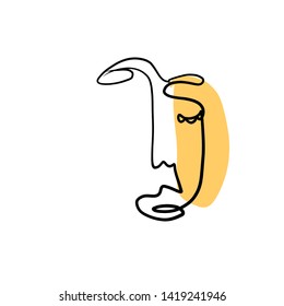 One line abstract face, minimalistic simple doodle freehand, contemporary trendy modern art 