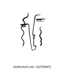 One line abstract face. Simple design. Minimalism contemporary art. Trendy concept. 