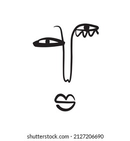 Una línea de cara abstracta. Diseño sencillo. Arte contemporáneo minimalista. Concepto moderno. 