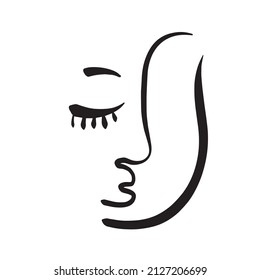 One line abstract face. Simple design. Minimalism contemporary art. Trendy concept. 