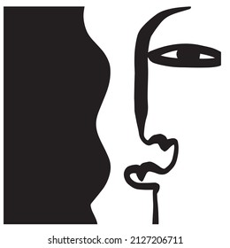 One line abstract face. Simple design. Minimalism contemporary art. Trendy concept. 