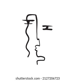 Una línea de cara abstracta. Diseño sencillo. Arte contemporáneo minimalista. Concepto moderno. 