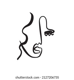 Una línea de cara abstracta. Diseño sencillo. Arte contemporáneo minimalista. Concepto moderno. 