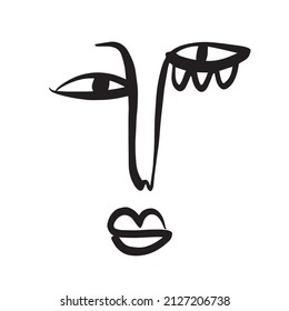 One line abstract face. Simple design. Minimalism contemporary art. Trendy concept. 