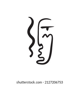 One line abstract face. Simple design. Minimalism contemporary art. Trendy concept. 