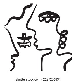 Una línea de cara abstracta. Diseño sencillo. Arte contemporáneo minimalista. Concepto moderno. 