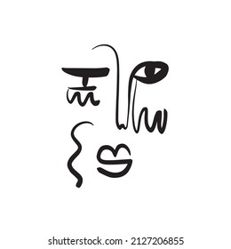 One line abstract face. Simple design. Minimalism contemporary art. Trendy concept. 